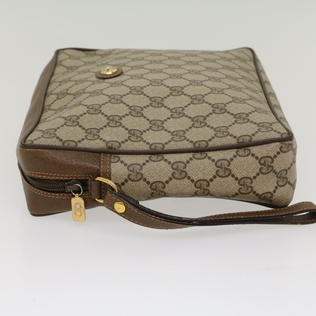 GUCCI GG Canvas Clutch Bag PVC Leather Beige ep1718
