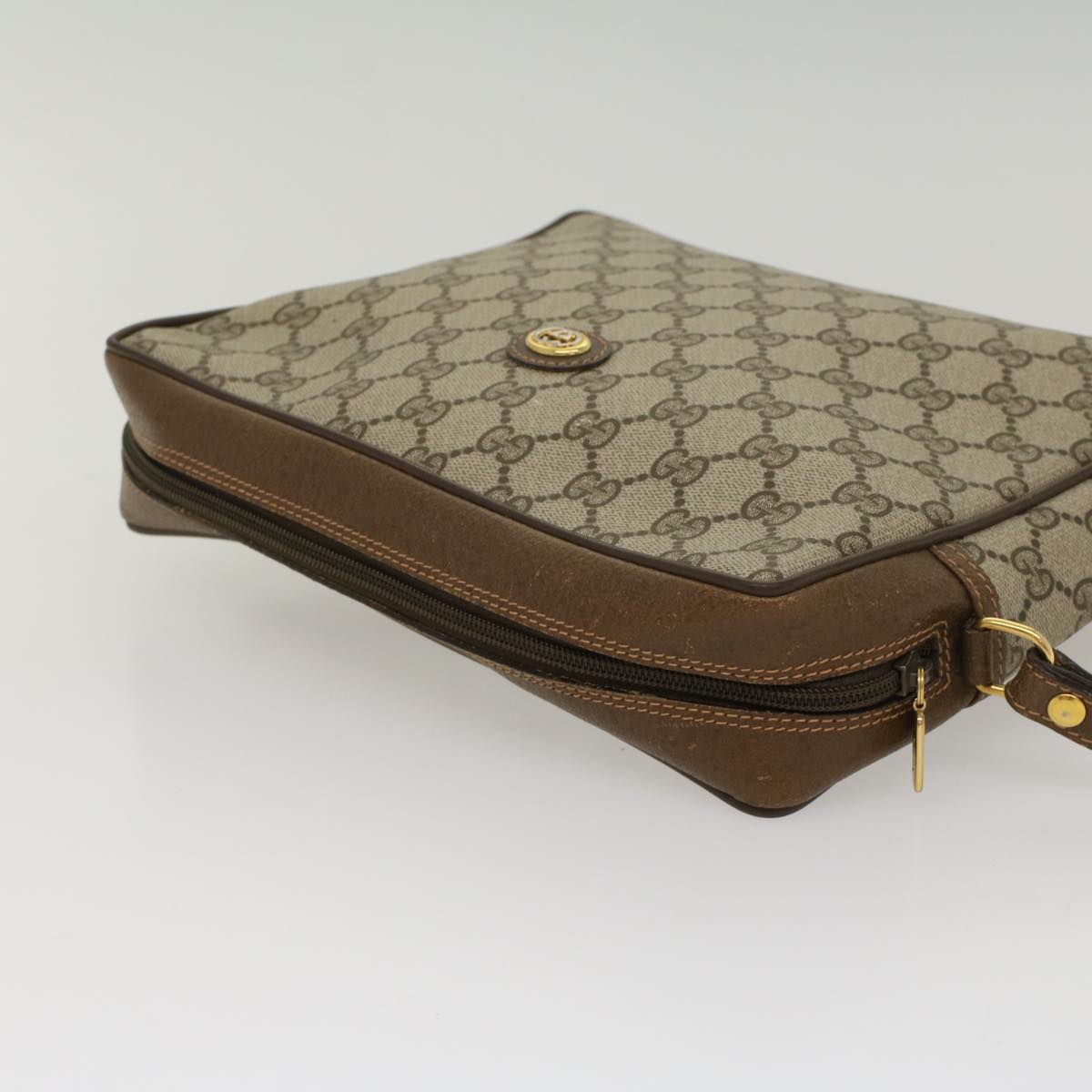 GUCCI GG Canvas Clutch Bag PVC Leather Beige ep1718