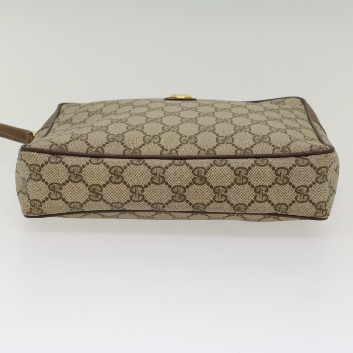 GUCCI GG Canvas Clutch Bag PVC Leather Beige ep1718