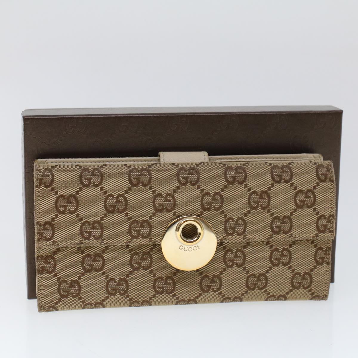 GUCCI GG Canvas Long Wallet Beige 120931 ep1722