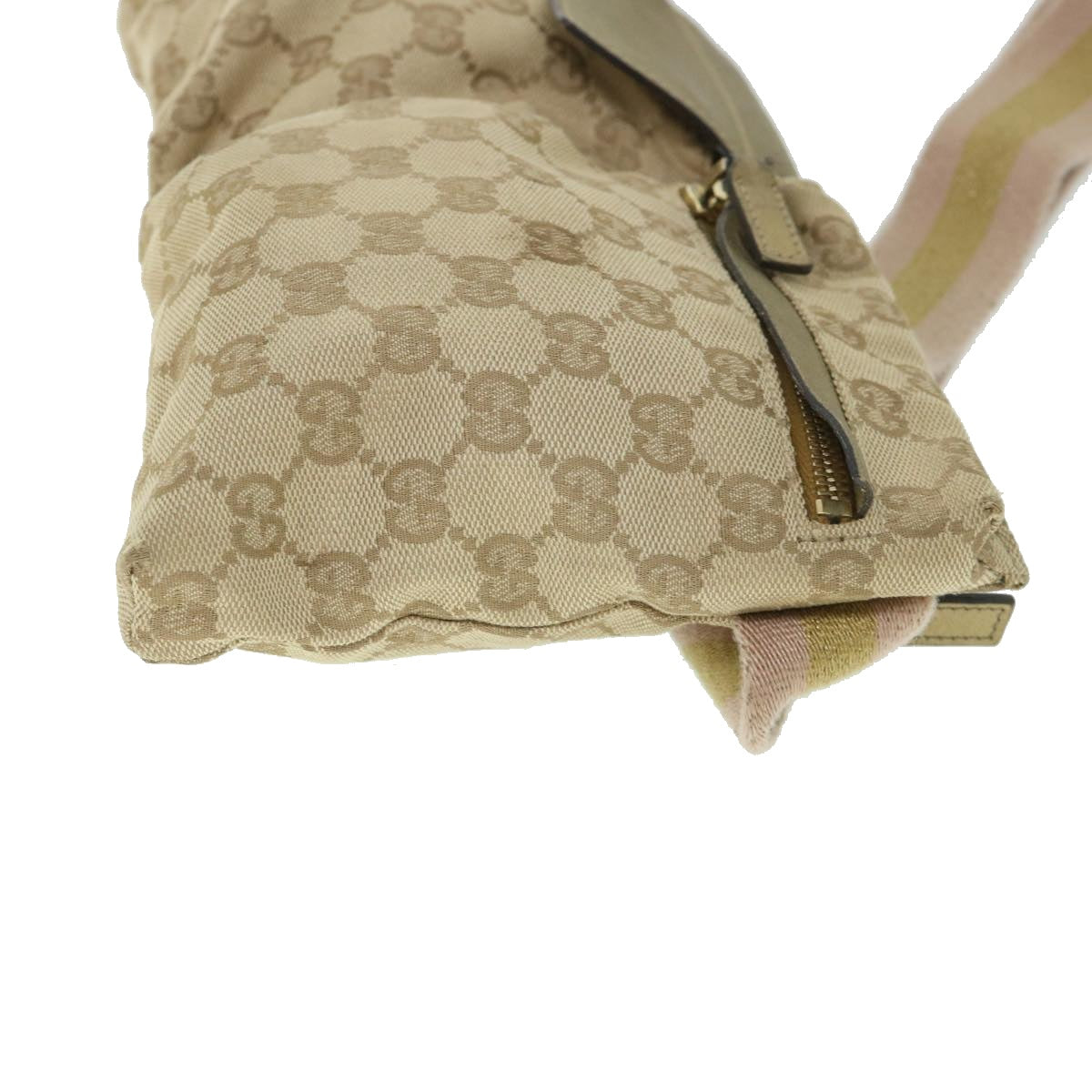 GUCCI GG Canvas Sherry Line Waist bag Beige Gold pink 28566 ep1738