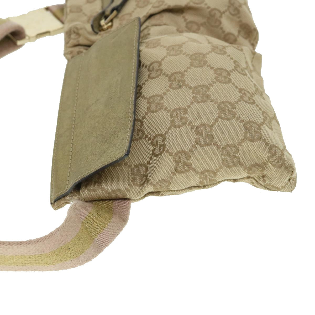 GUCCI GG Canvas Sherry Line Waist bag Beige Gold pink 28566 ep1738