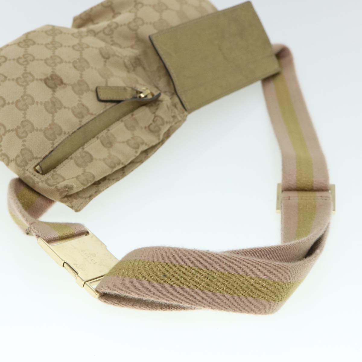 GUCCI GG Canvas Sherry Line Waist bag Beige Gold pink 28566 ep1738