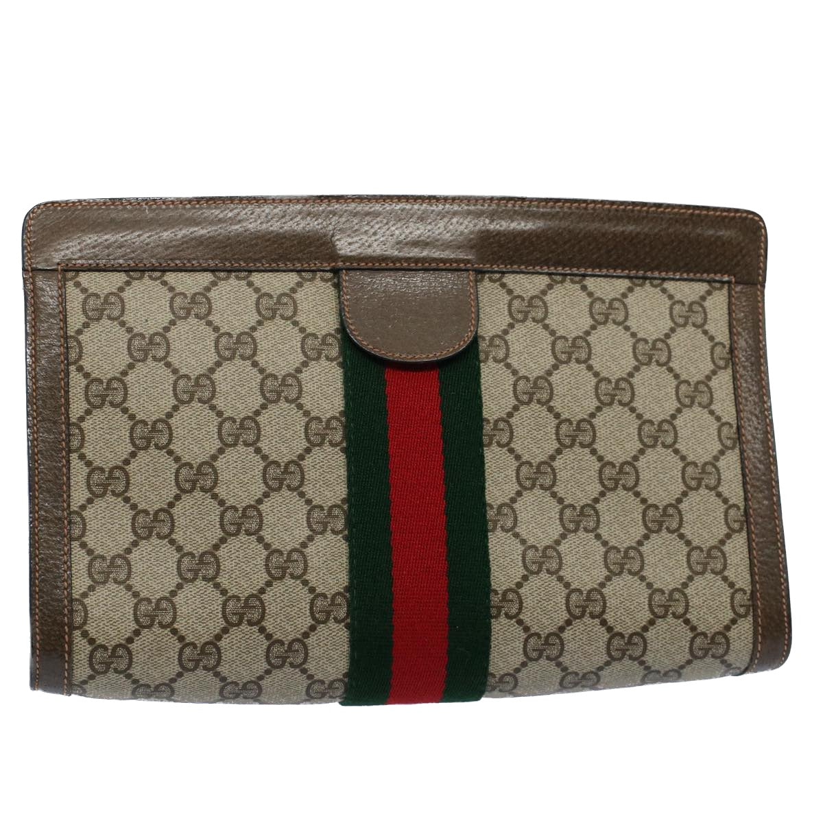 GUCCI GG Canvas Web Sherry Line Clutch Bag Beige Red Green 89 01 002 ep1743