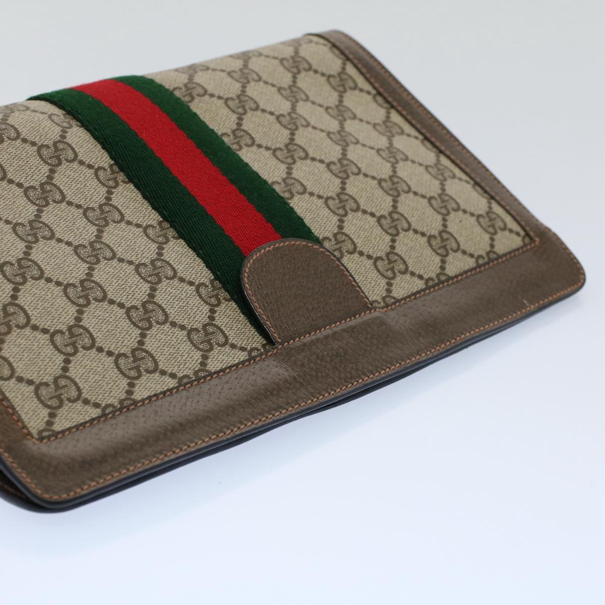 GUCCI GG Canvas Web Sherry Line Clutch Bag Beige Red Green 89 01 002 ep1743