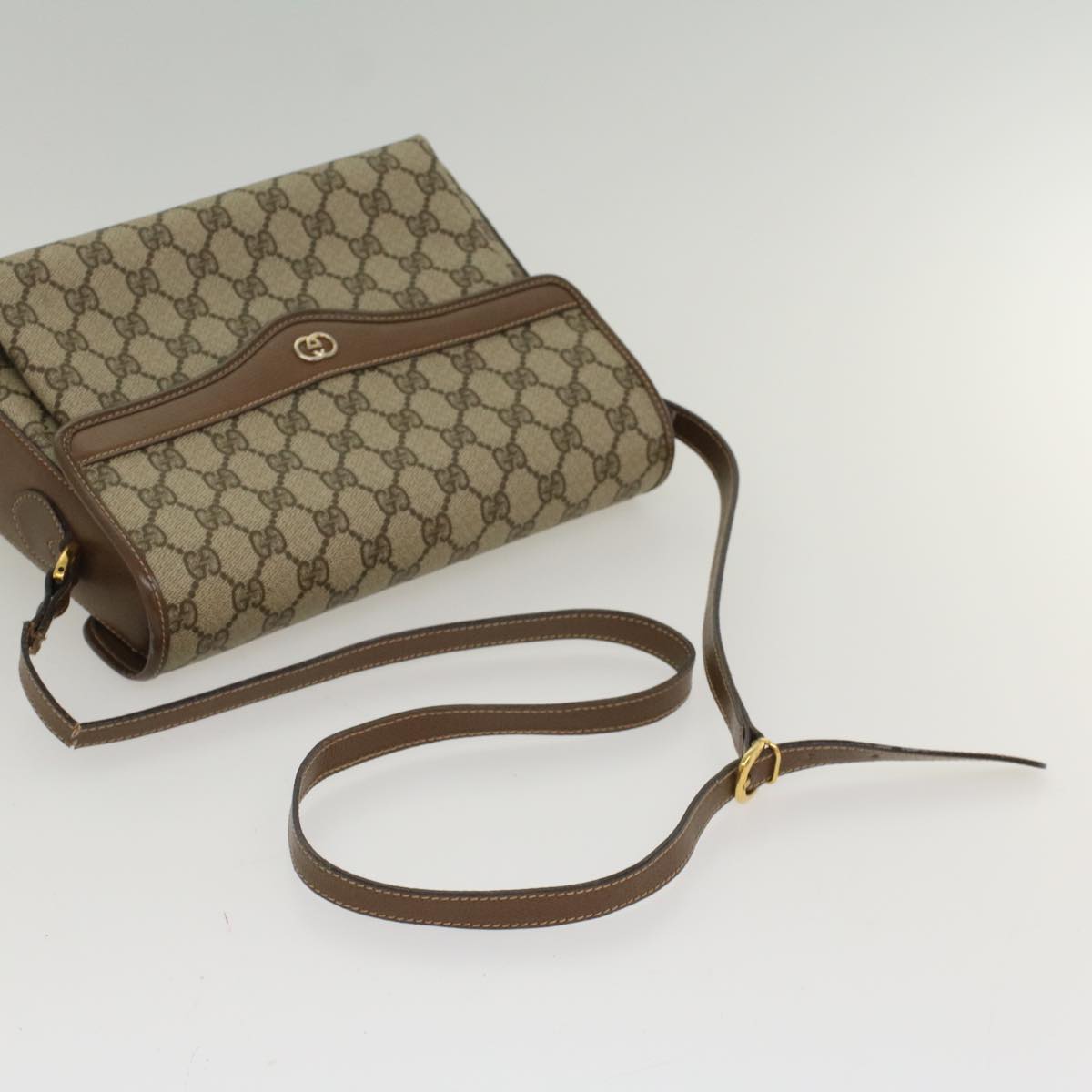 GUCCI GG Canvas Shoulder Bag PVC Leather Beige 001 113 6165 ep1762
