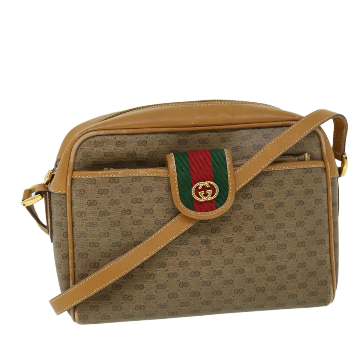 GUCCI Micro GG Canvas Web Sherry Line Shoulder Bag Beige 001 56 0944 ep1776