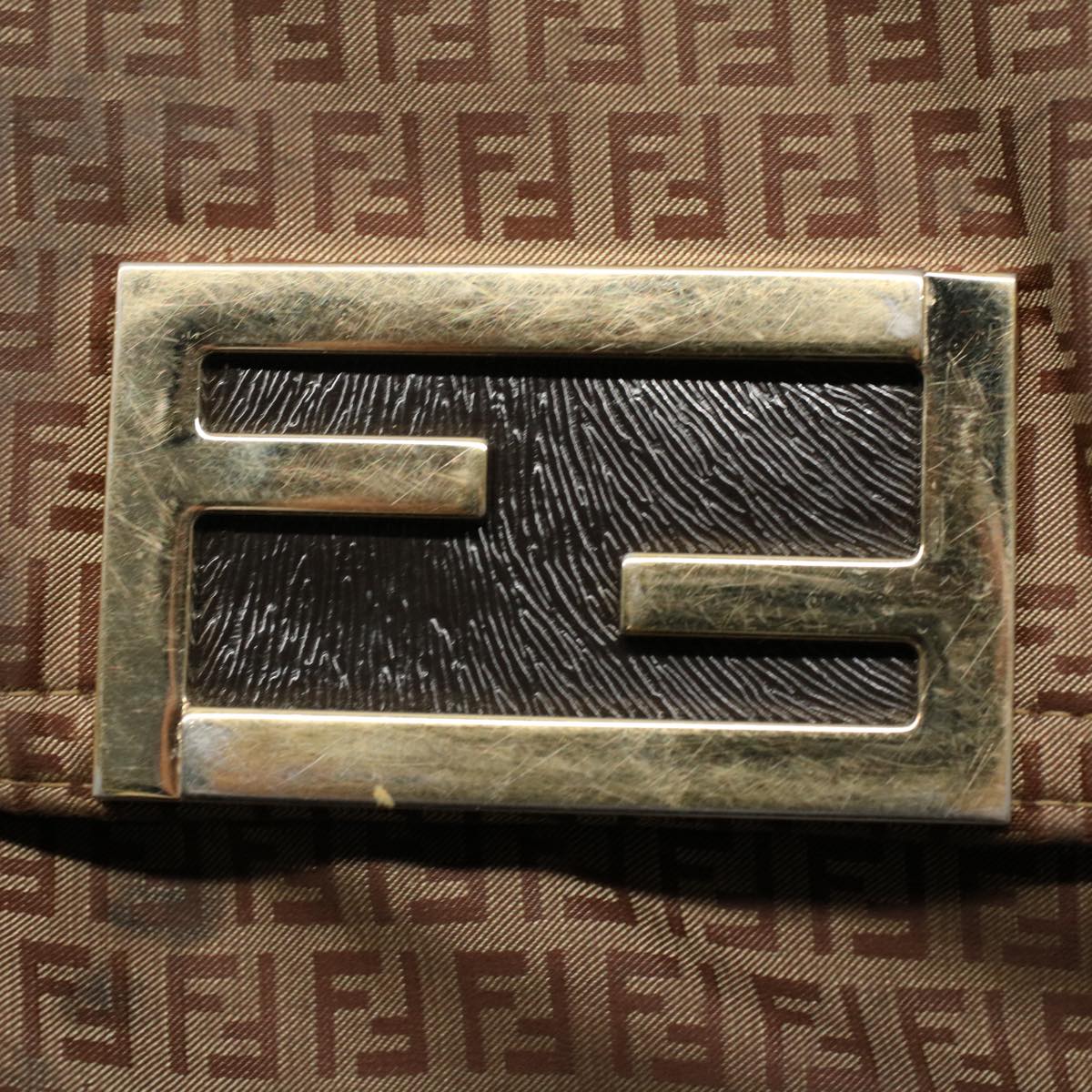 FENDI Zucchino Canvas Shoulder Bag Brown ep1788