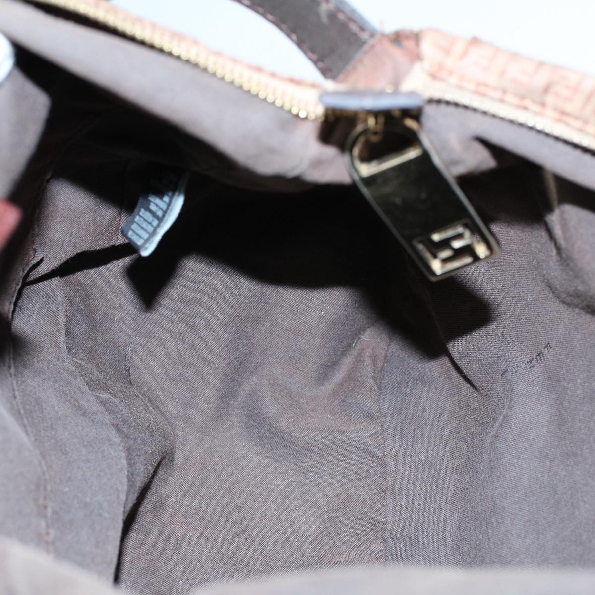 FENDI Zucchino Canvas Shoulder Bag Brown ep1788