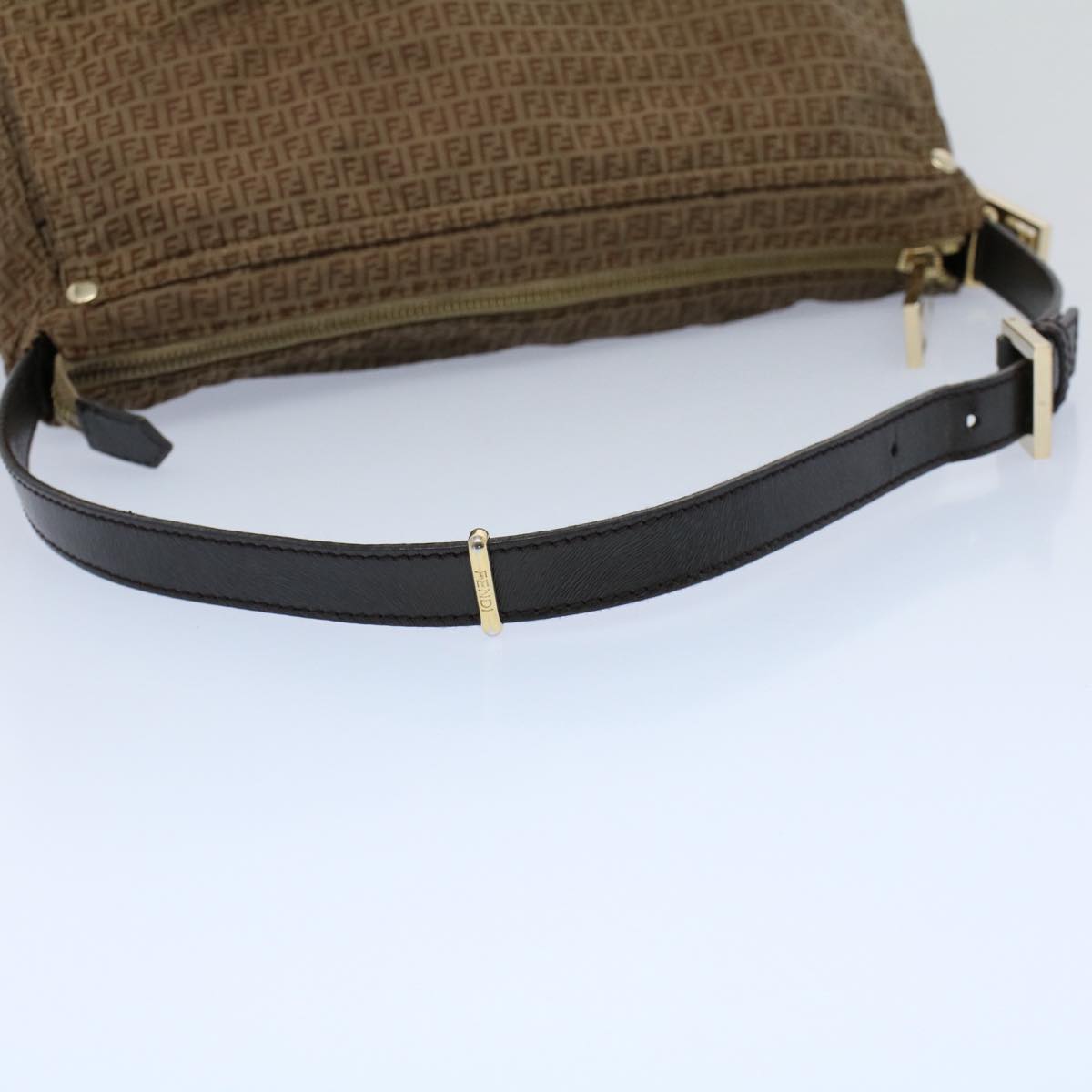 FENDI Zucchino Canvas Shoulder Bag Brown ep1788