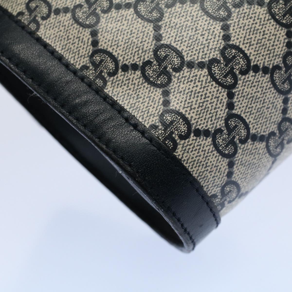 GUCCI GG Canvas Sherry Line Clutch Bag PVC Leather Gray Red Navy ep1790
