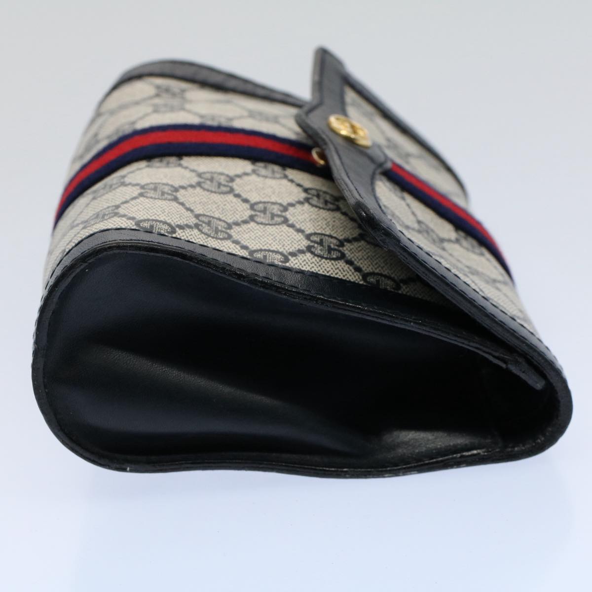GUCCI GG Canvas Sherry Line Clutch Bag PVC Leather Gray Red Navy ep1790