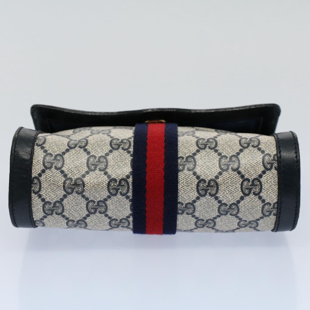 GUCCI GG Canvas Sherry Line Clutch Bag PVC Leather Gray Red Navy ep1790
