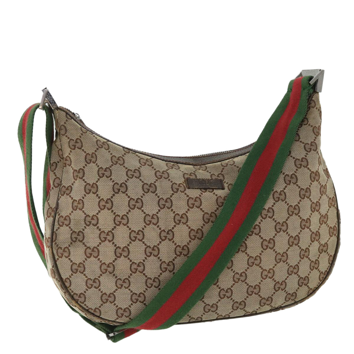 GUCCI GG Canvas Web Sherry Line Shoulder Bag Beige Red Green 122790 ep1805