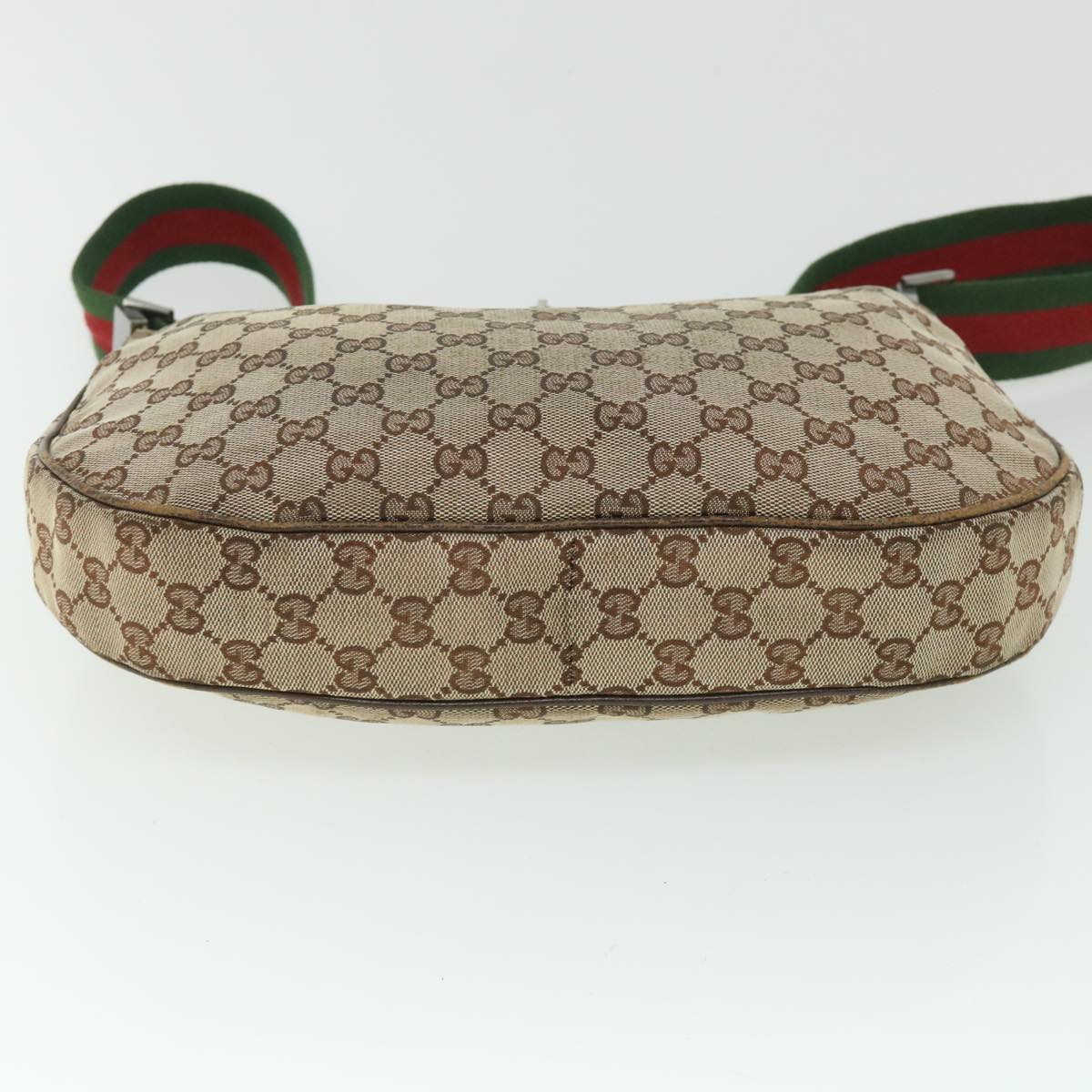 GUCCI GG Canvas Web Sherry Line Shoulder Bag Beige Red Green 122790 ep1805