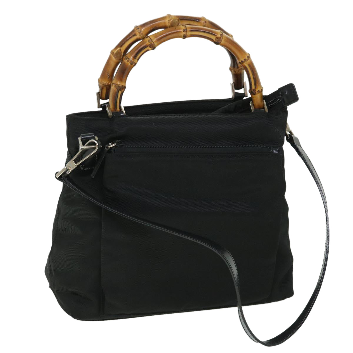 GUCCI Bamboo Hand Bag Nylon 2way Black 002 2058 0508 5 ep1817