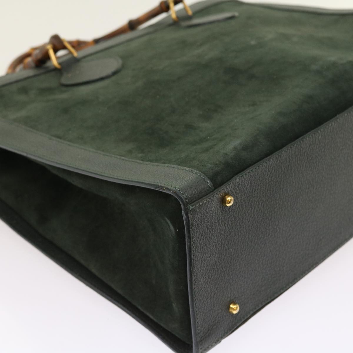 GUCCI Bamboo Hand Bag Leather Green 002 1186 0259 ep1822