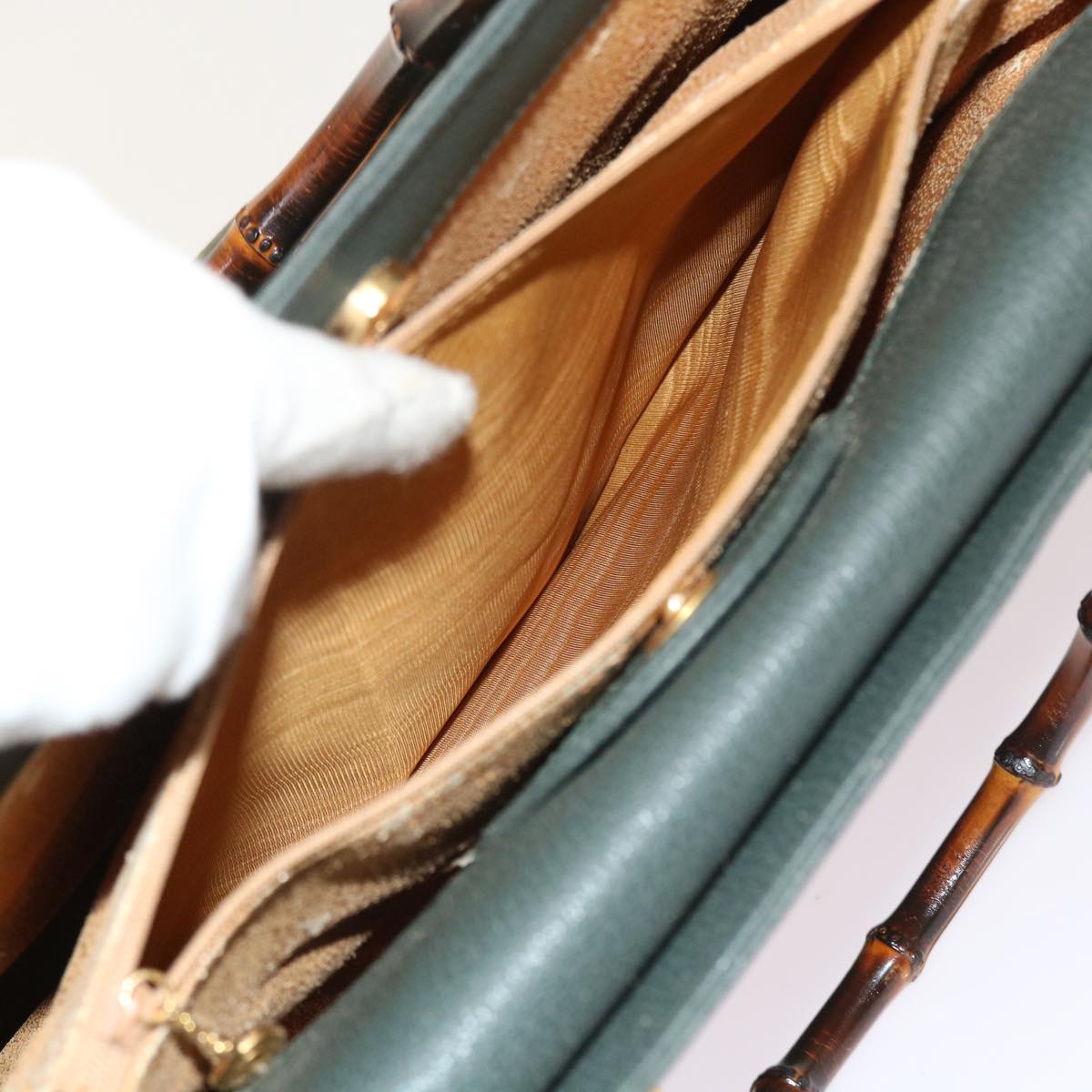 GUCCI Bamboo Hand Bag Leather Green 002 1186 0259 ep1822