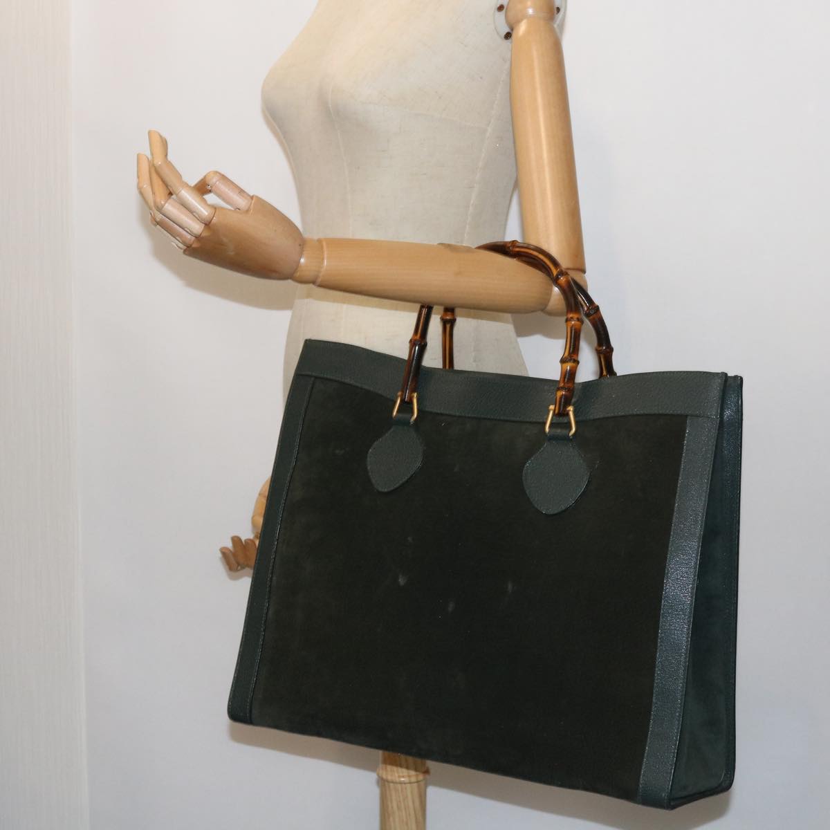 GUCCI Bamboo Hand Bag Leather Green 002 1186 0259 ep1822