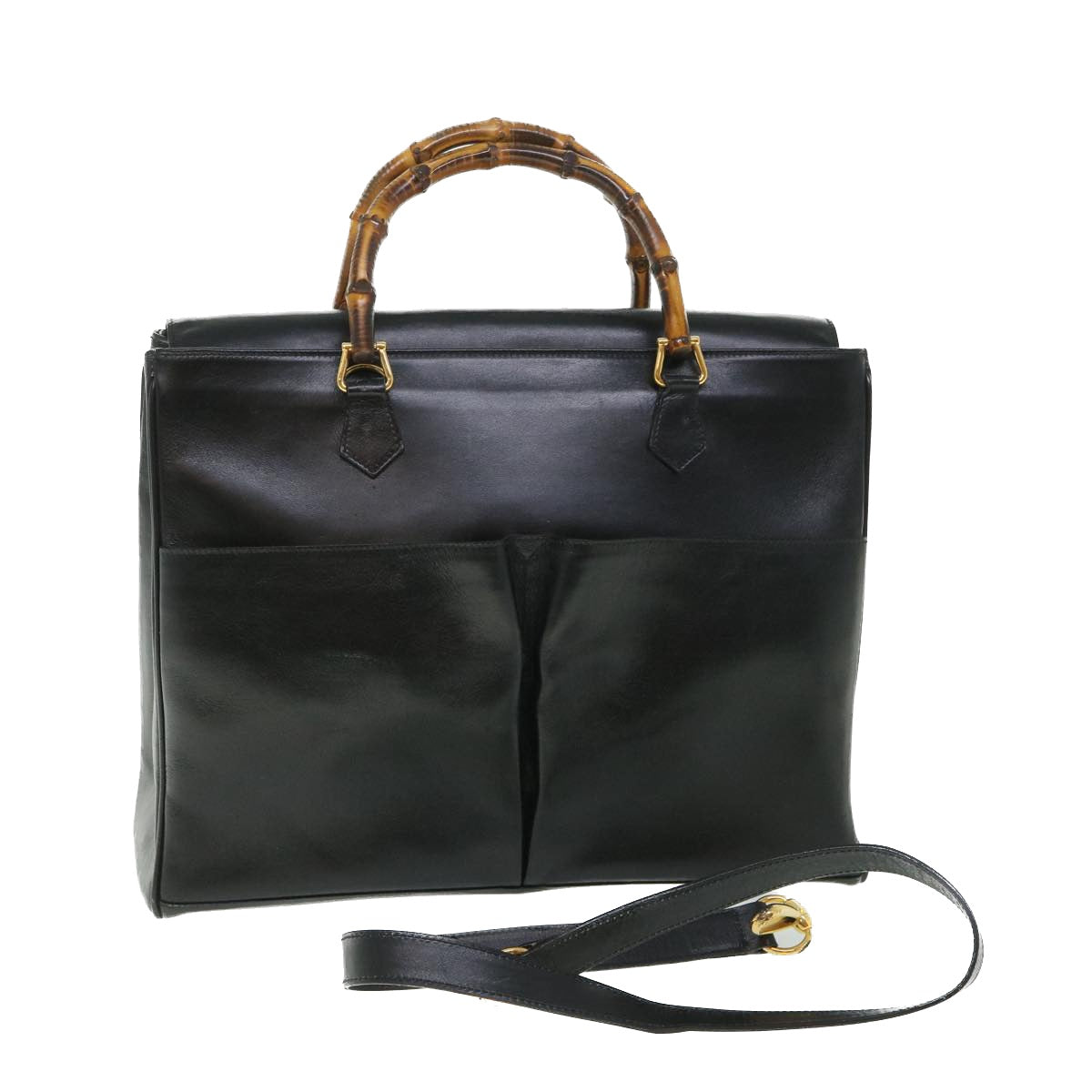 GUCCI Bamboo Hand Bag Leather 2way Black 002 2855 0322 0 ep1823