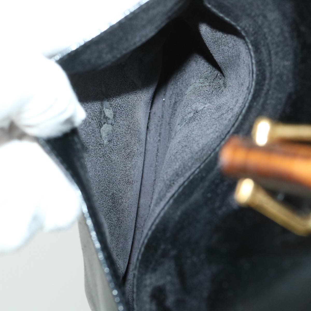 GUCCI Bamboo Hand Bag Leather 2way Black 002 2855 0322 0 ep1823