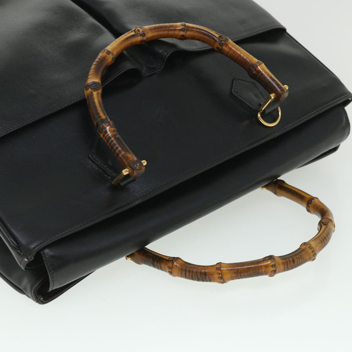 GUCCI Bamboo Hand Bag Leather 2way Black 002 2855 0322 0 ep1823