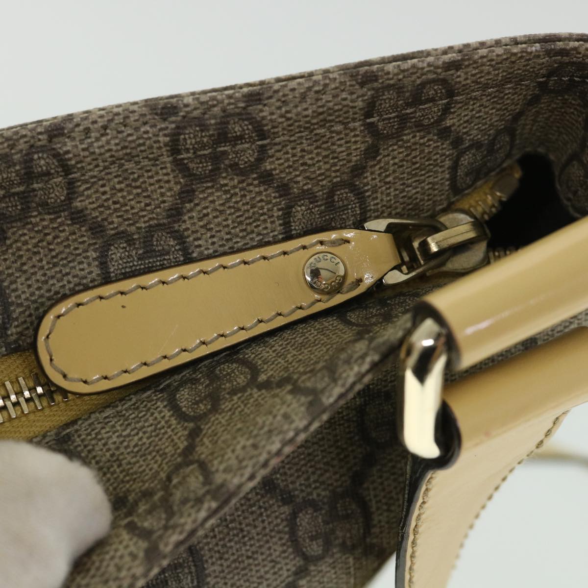 GUCCI GG Canvas Shoulder Bag PVC Leather Beige 201446 ep1824