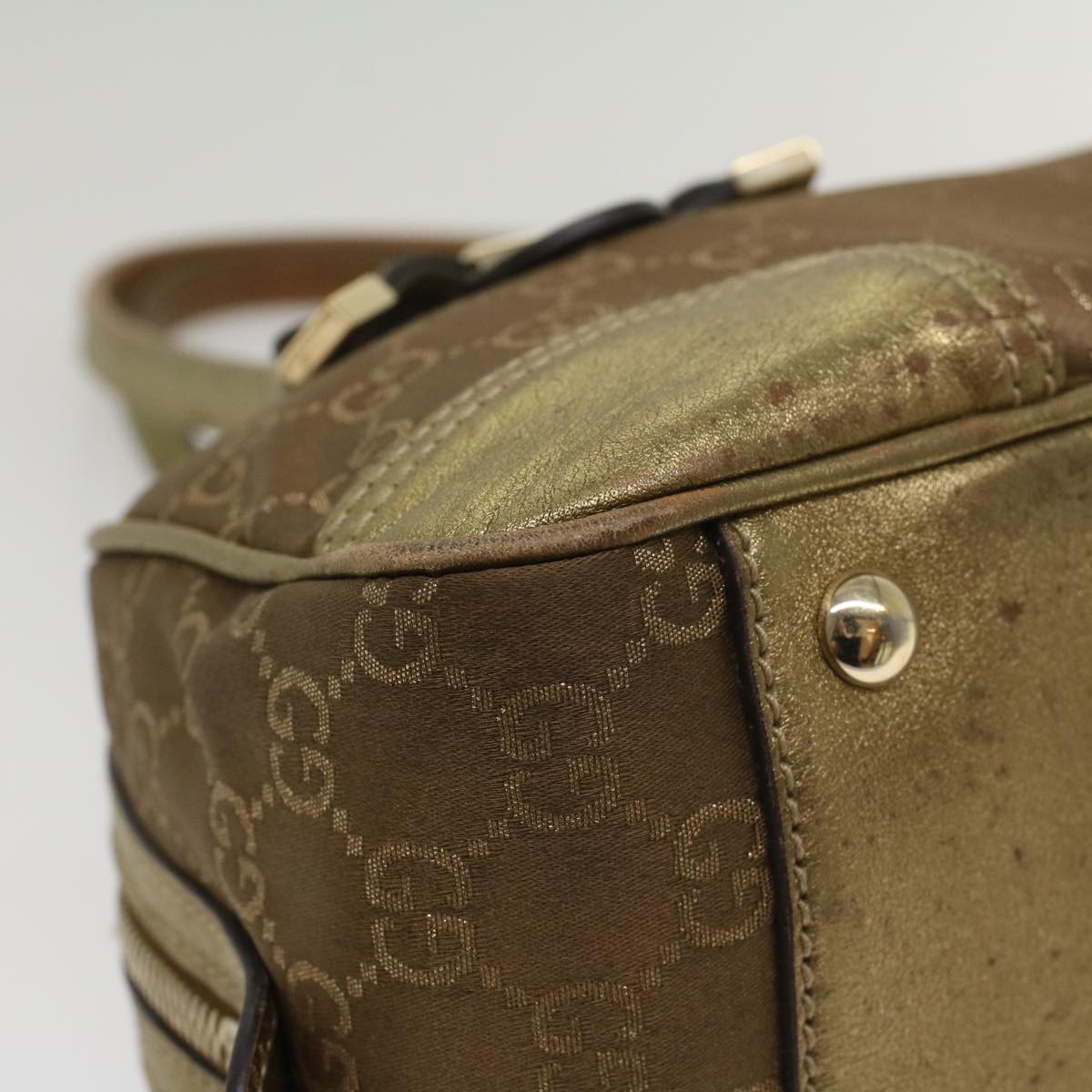 GUCCI GG Canvas Shoulder Bag Gold Tone 161720 ep1828