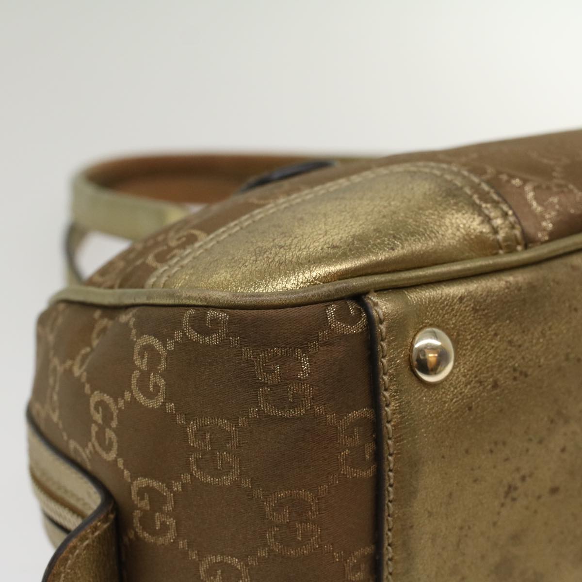 GUCCI GG Canvas Shoulder Bag Gold Tone 161720 ep1828