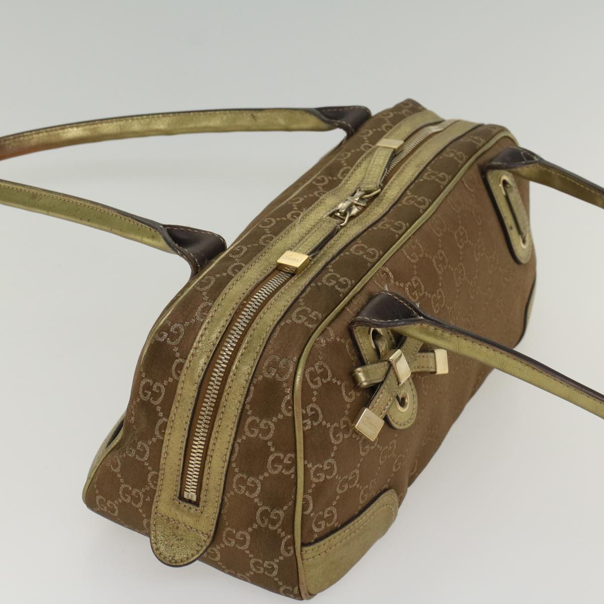 GUCCI GG Canvas Shoulder Bag Gold Tone 161720 ep1828