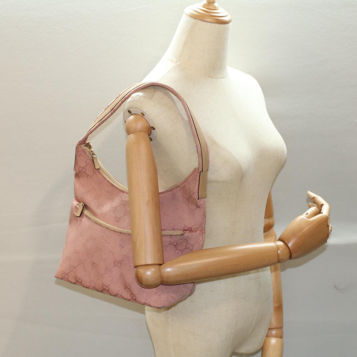 GUCCI GG Canvas Shoulder Bag Pink 001 3386 ep1845