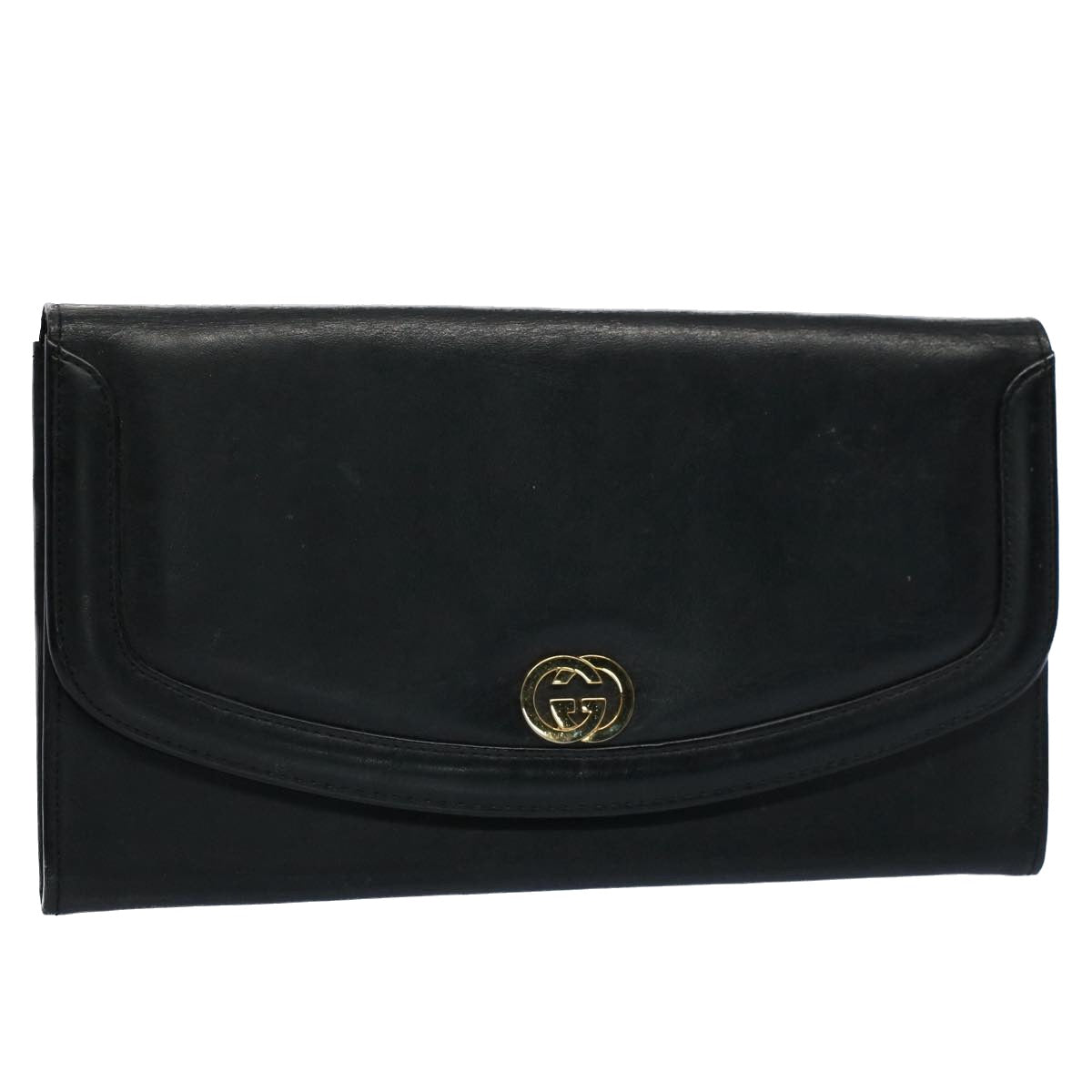 GUCCI Clutch Bag Leather Black ep1846