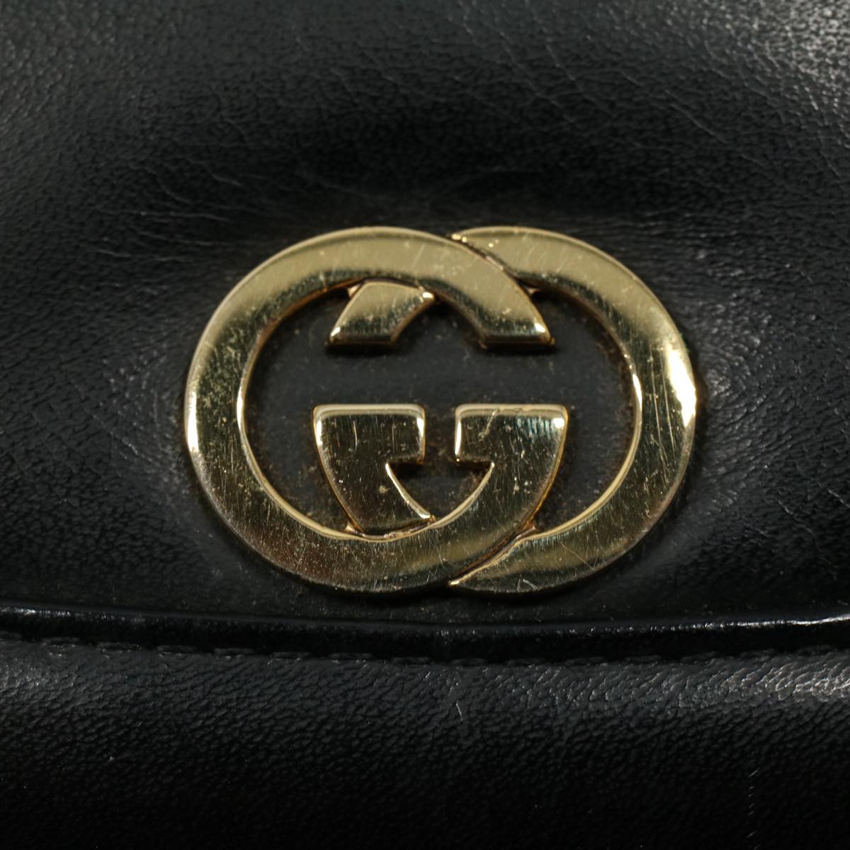 GUCCI Clutch Bag Leather Black ep1846