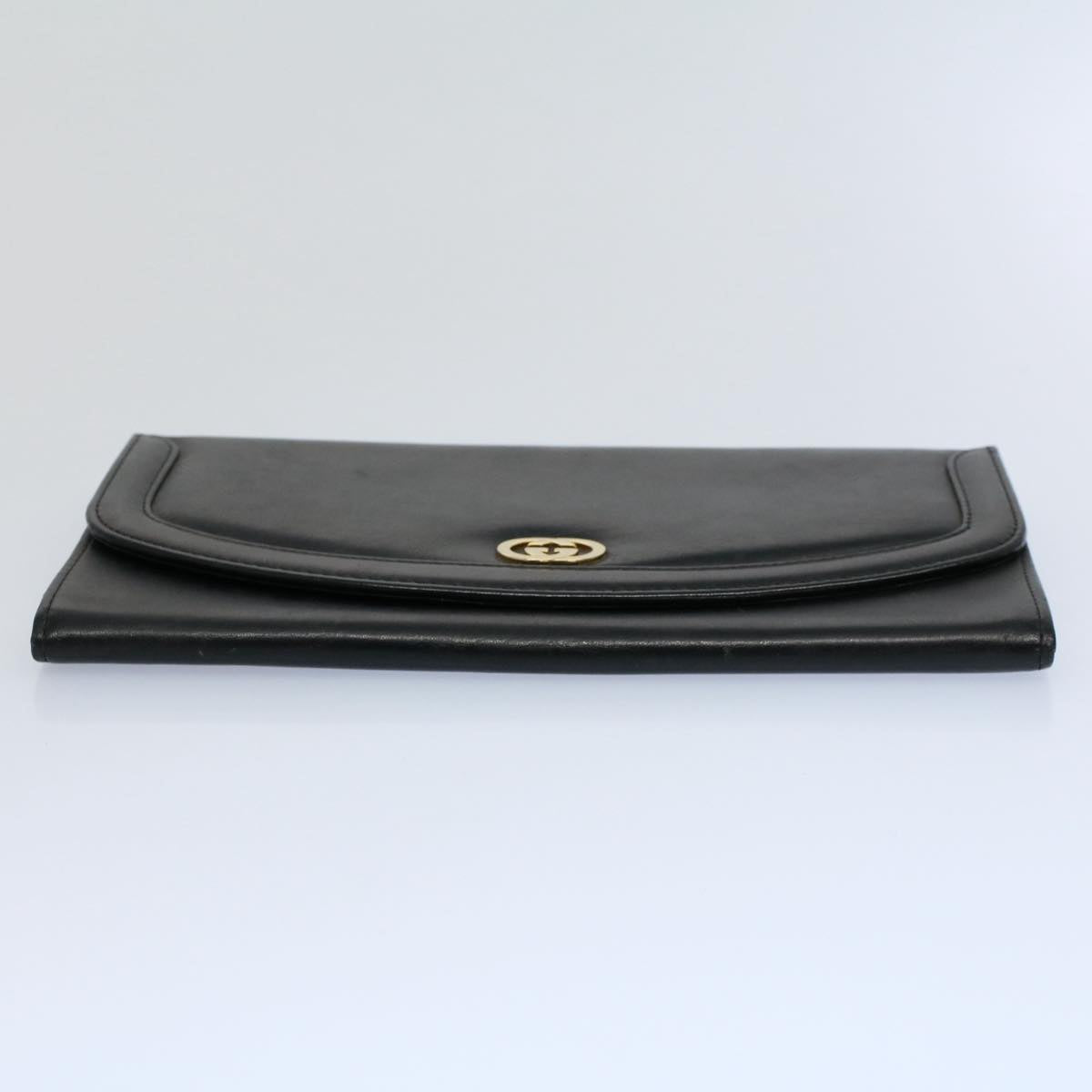 GUCCI Clutch Bag Leather Black ep1846