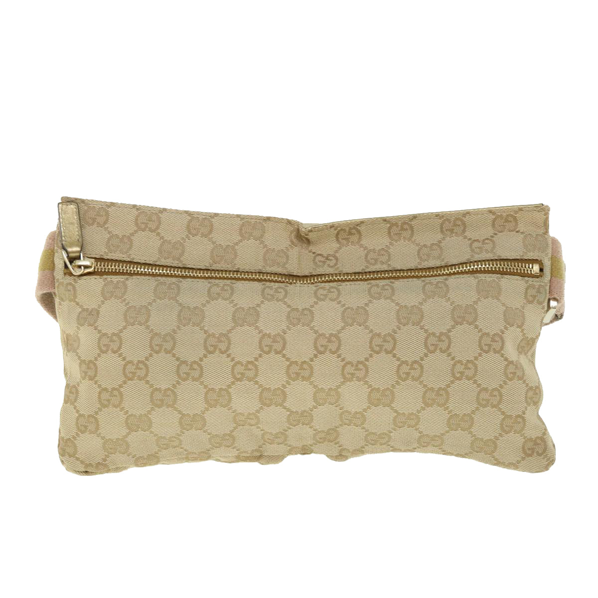 GUCCI GG Canvas Sherry Line Waist bag Beige Pink gold 28566 ep1849
