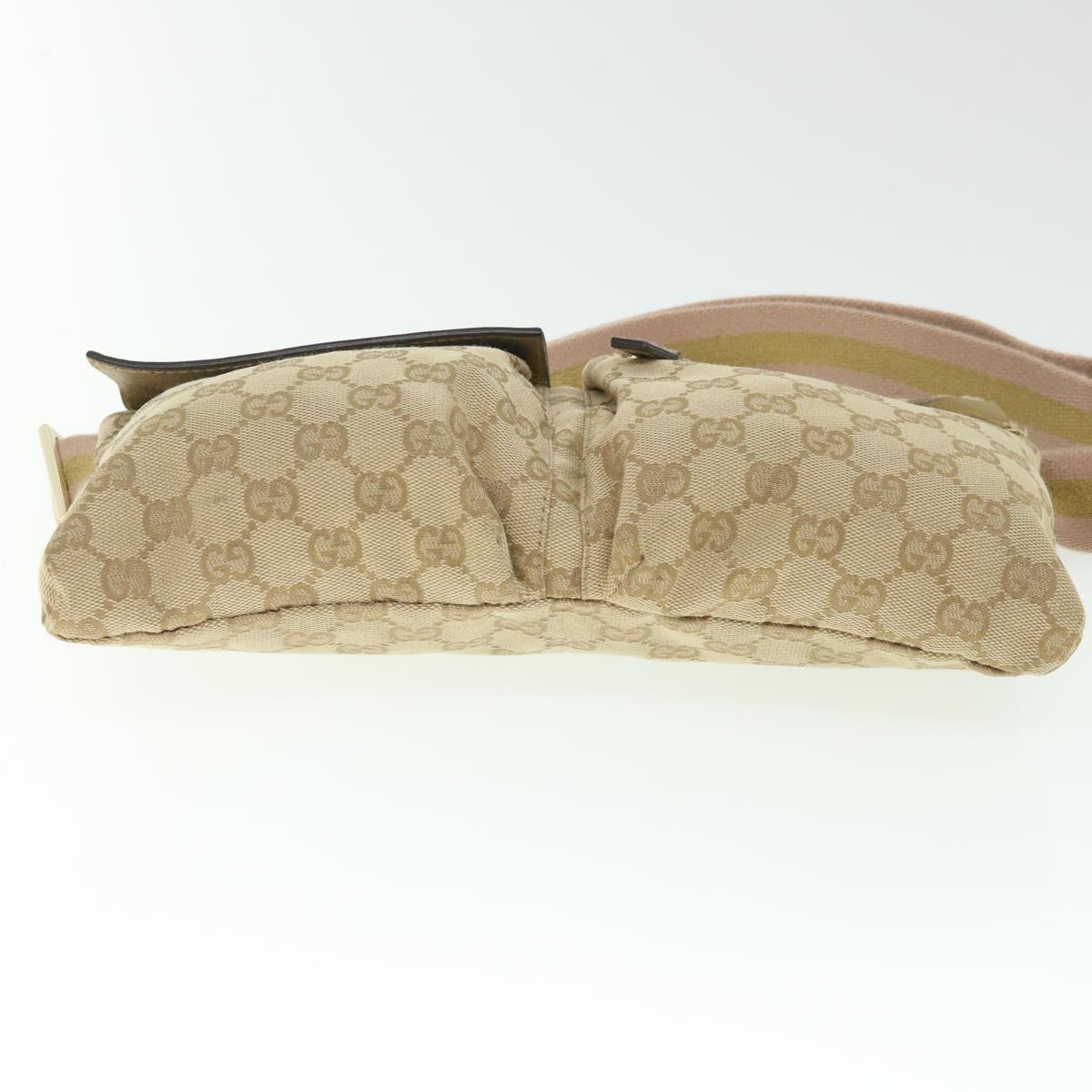 GUCCI GG Canvas Sherry Line Waist bag Beige Pink gold 28566 ep1849
