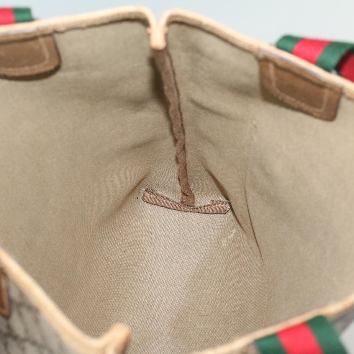 GUCCI GG Canvas Web Sherry Line Tote Bag Beige Green Red 39 02 003 ep1854