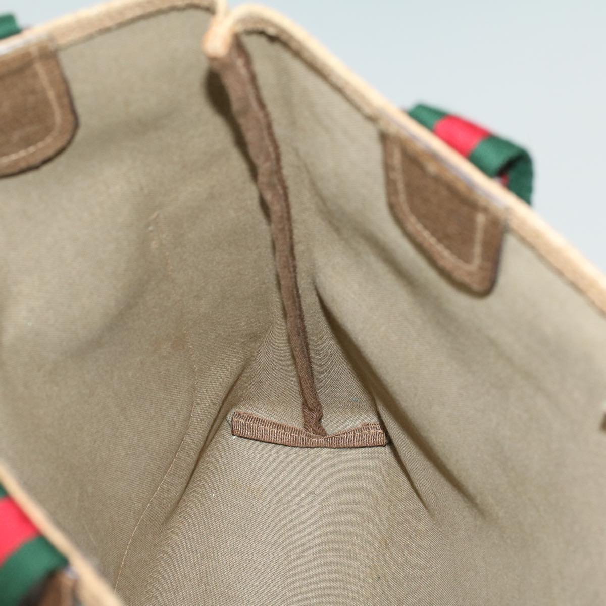 GUCCI GG Canvas Web Sherry Line Tote Bag Beige Green Red 39 02 003 ep1854