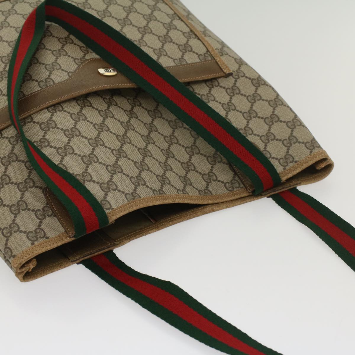 GUCCI GG Canvas Web Sherry Line Tote Bag Beige Green Red 39 02 003 ep1854