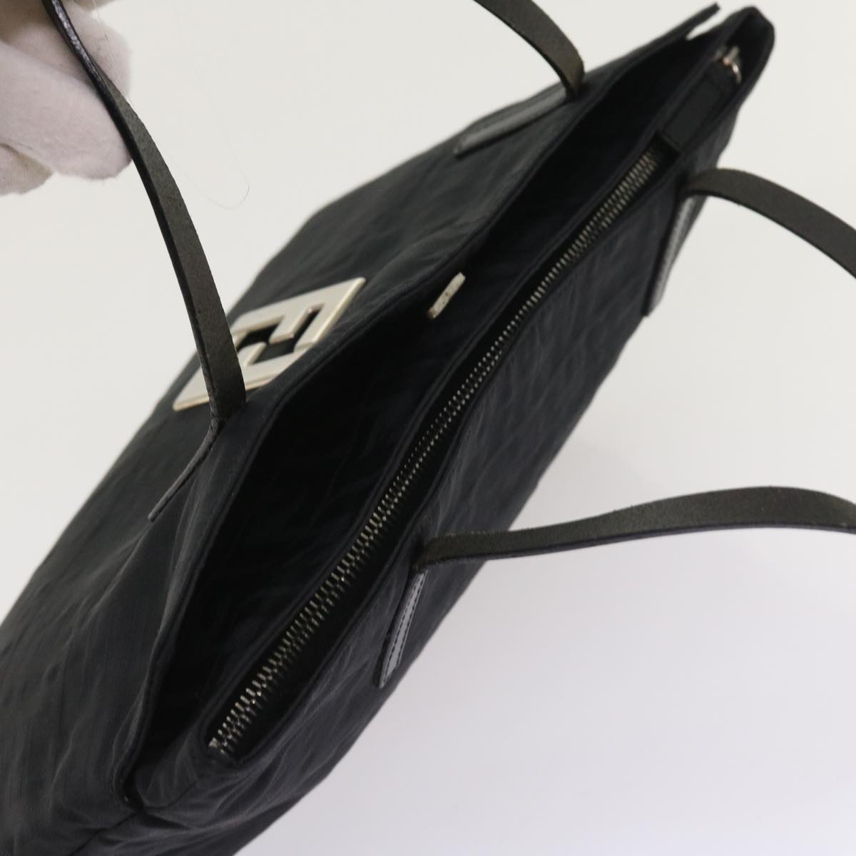 FENDI Zucca Canvas Hand Bag Black ep1858