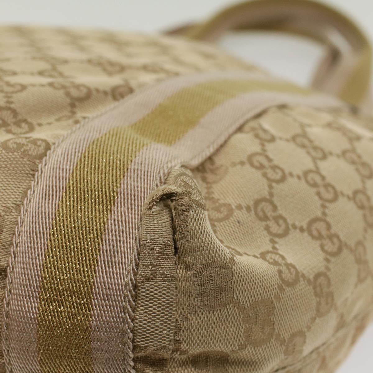 GUCCI GG Canvas Sherry Line Tote Bag Beige Pink Khaki 189669 ep1863