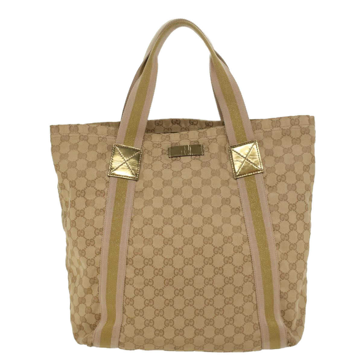 GUCCI GG Canvas Sherry Line Tote Bag Beige Pink Khaki 189669 ep1863