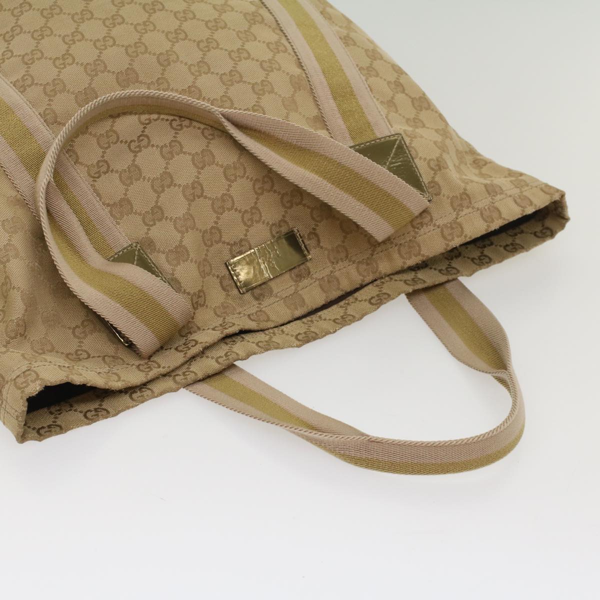 GUCCI GG Canvas Sherry Line Tote Bag Beige Pink Khaki 189669 ep1863