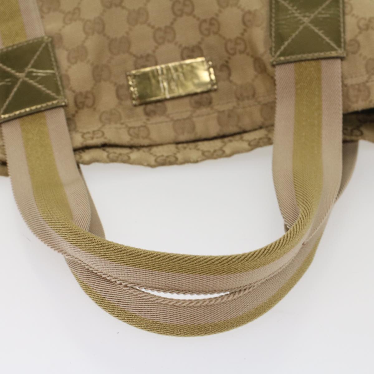 GUCCI GG Canvas Sherry Line Tote Bag Beige Pink Khaki 189669 ep1863