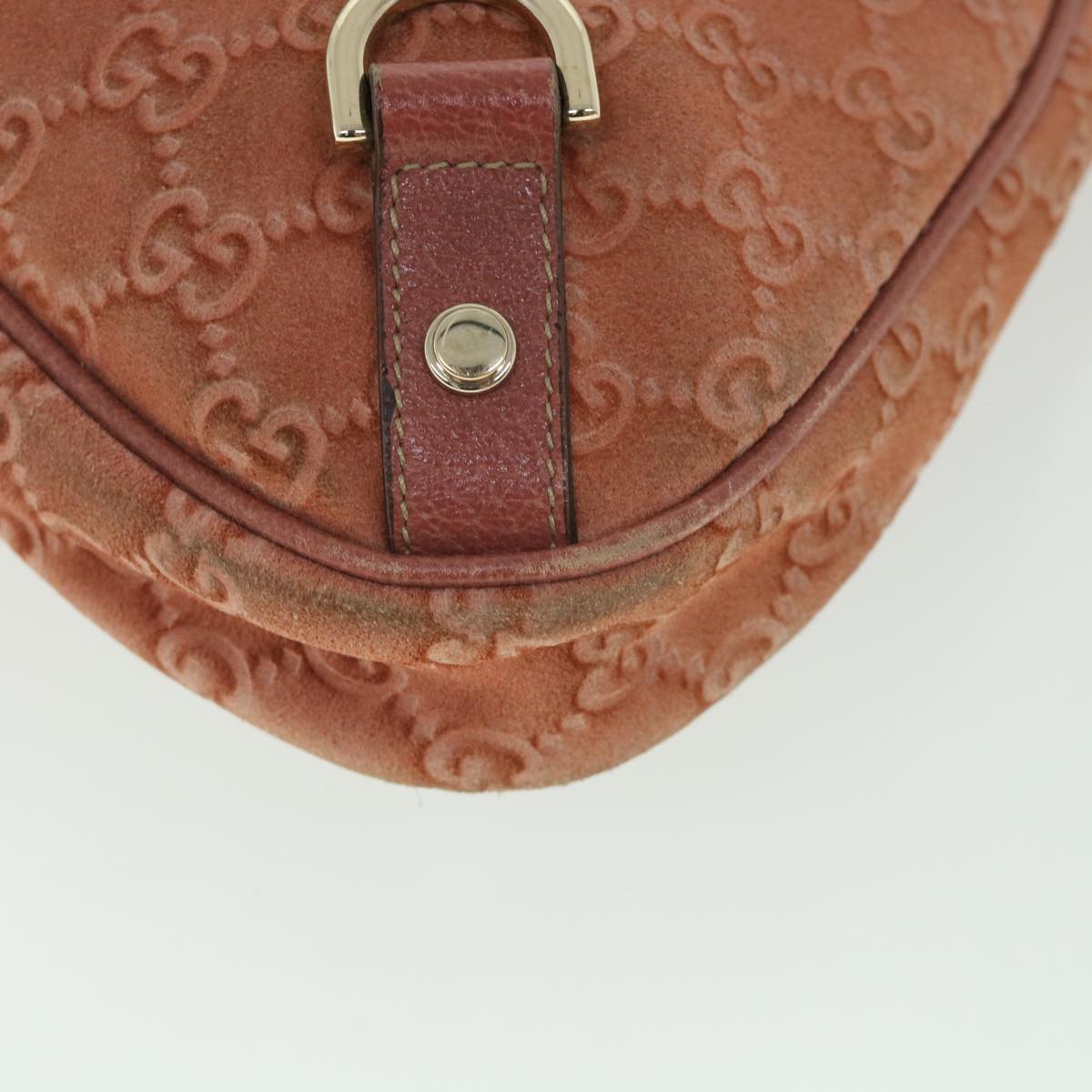 GUCCI GG Canvas Shoulder Bag Suede Red 130737 ep1866