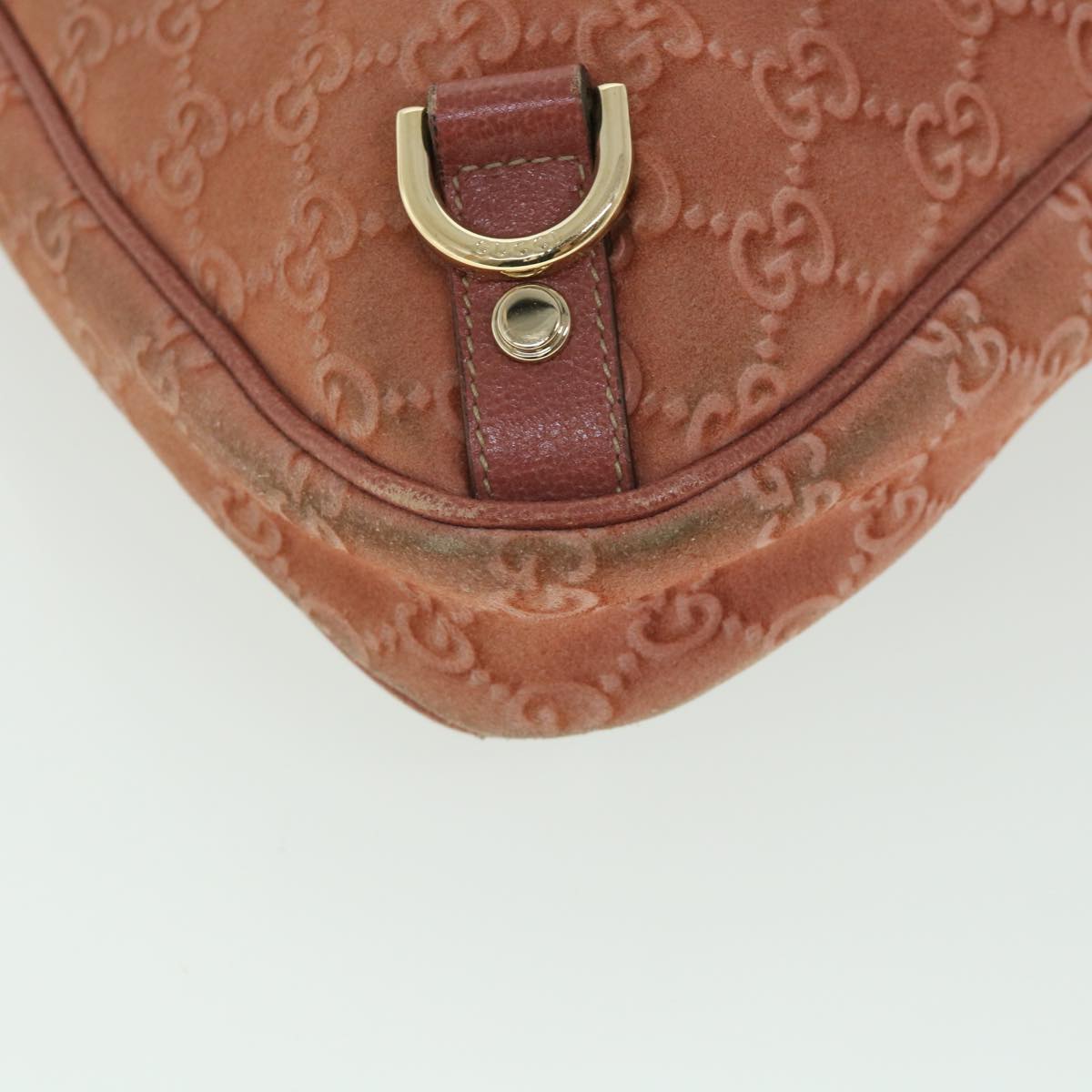 GUCCI GG Canvas Shoulder Bag Suede Red 130737 ep1866