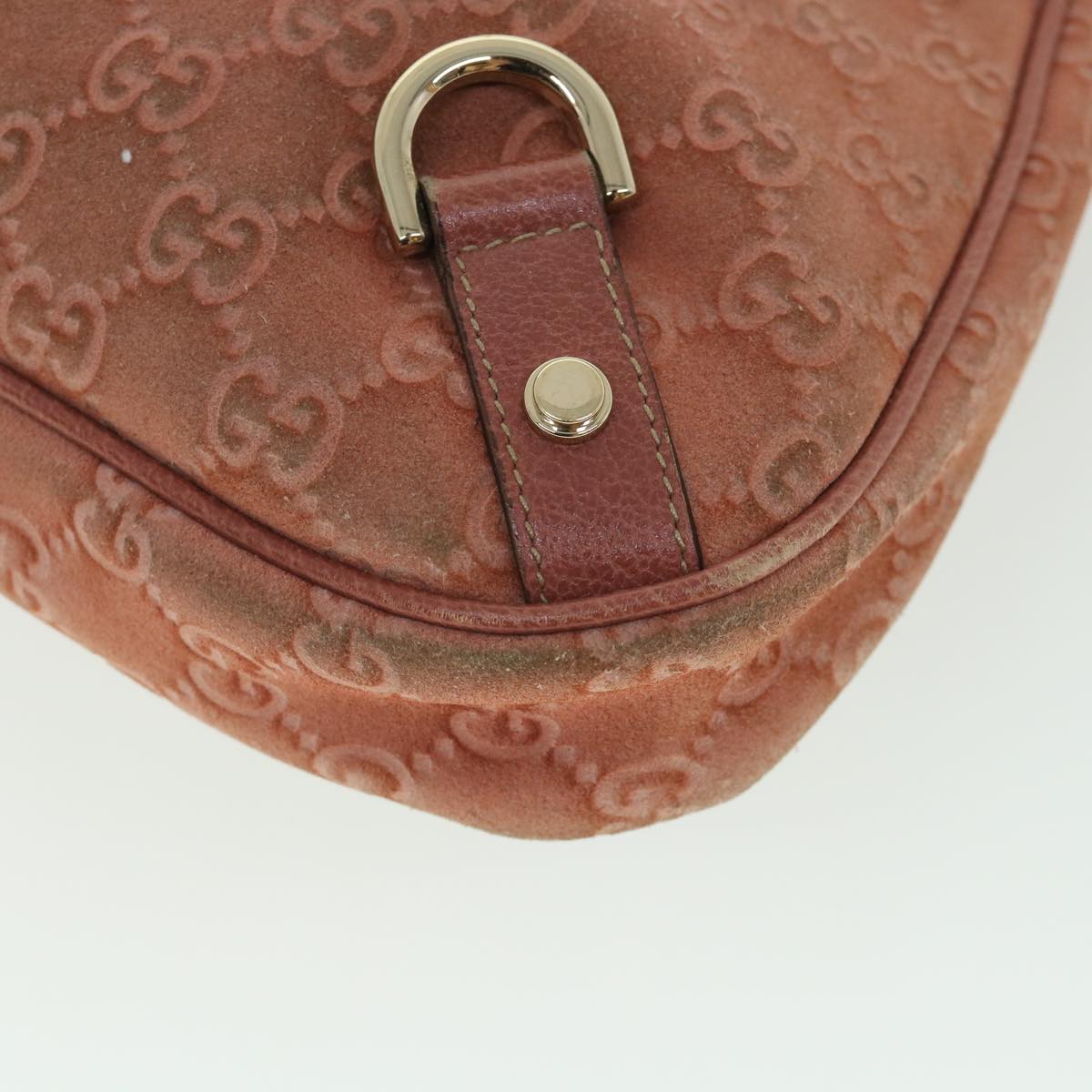 GUCCI GG Canvas Shoulder Bag Suede Red 130737 ep1866