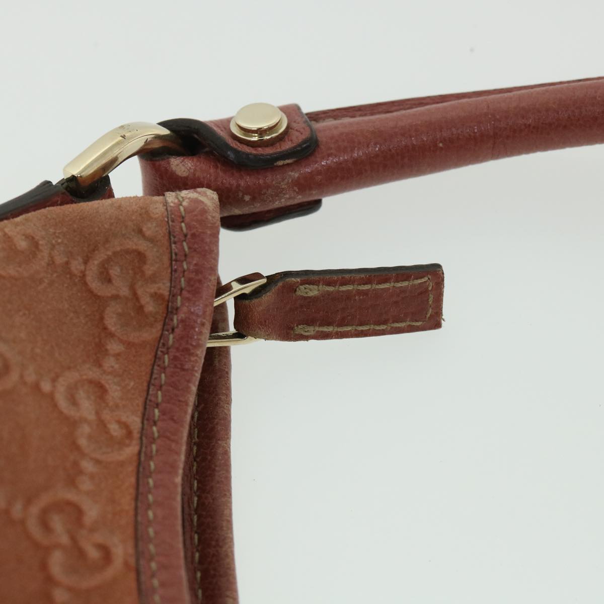GUCCI GG Canvas Shoulder Bag Suede Red 130737 ep1866