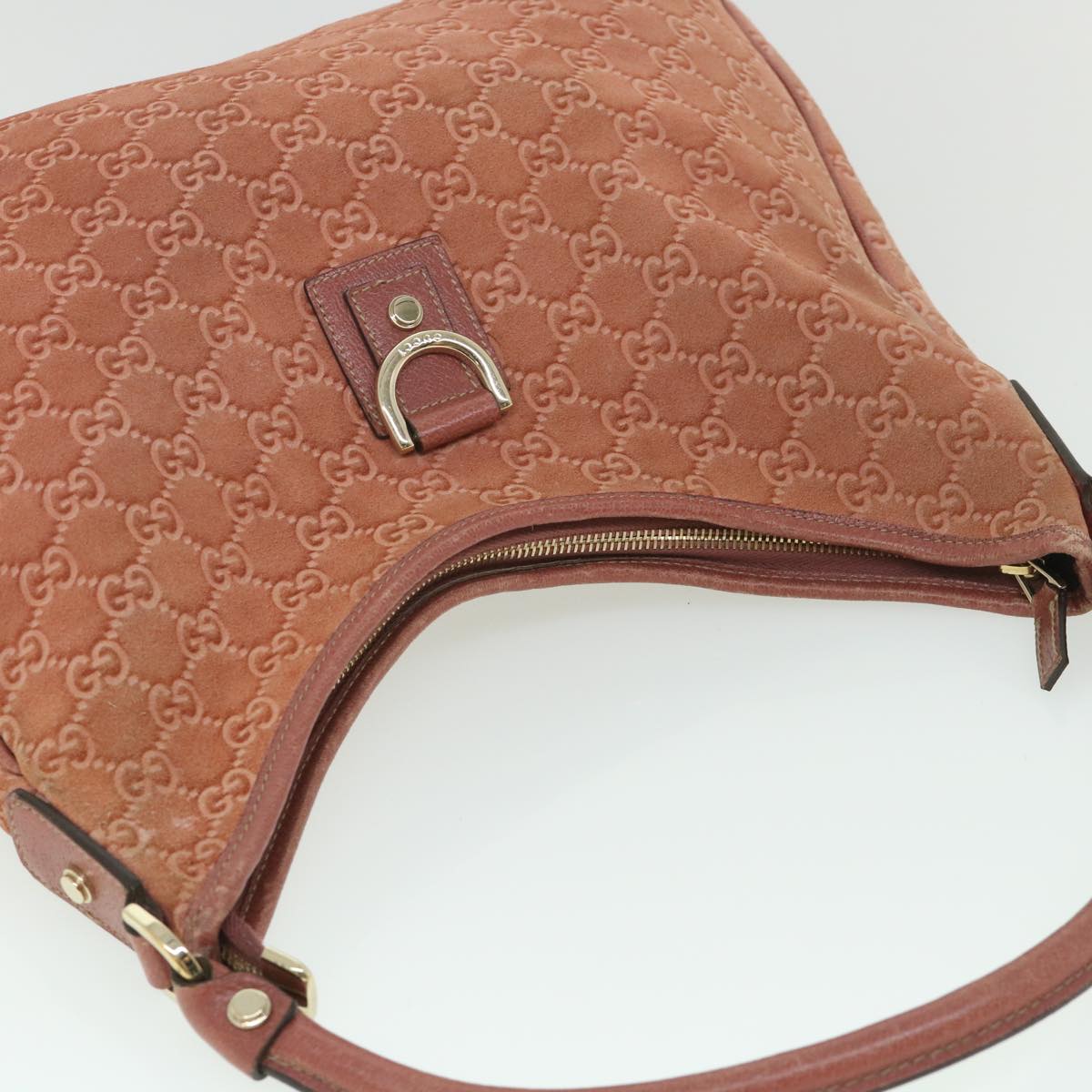 GUCCI GG Canvas Shoulder Bag Suede Red 130737 ep1866