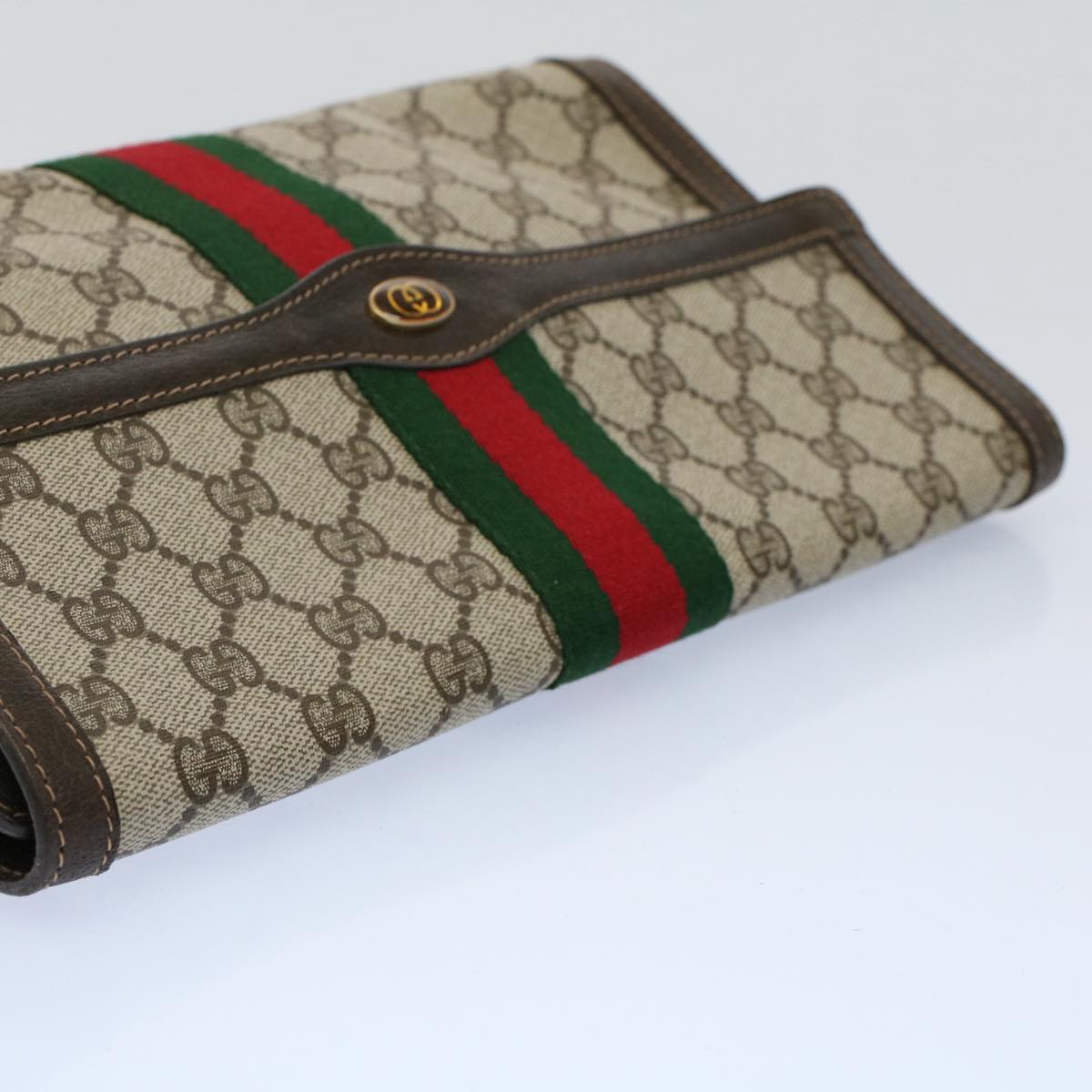 GUCCI GG Canvas Web Sherry Line Clutch Bag Beige Red 41 014 3087 30 ep1883
